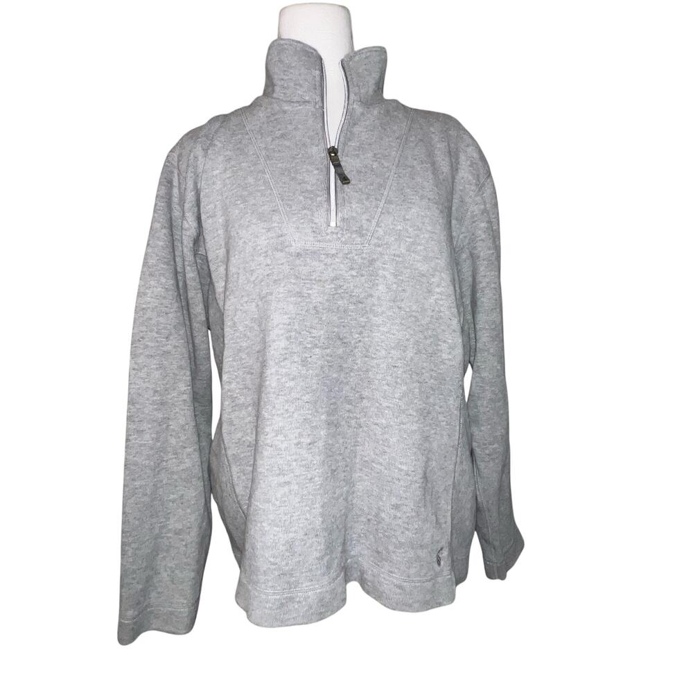 Tommy Bahama women 1/4 zip pullover gray cotton sweatshirt size Large collared